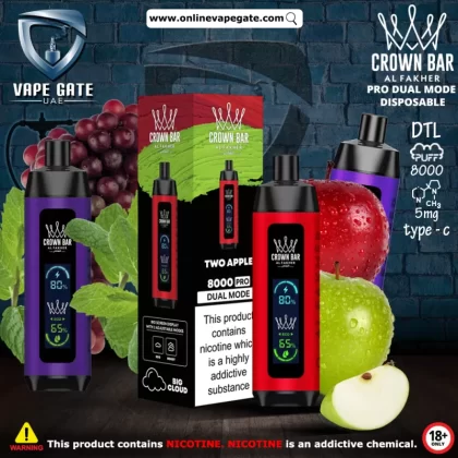 Al Fakher - Crown Bar Pro Dual Mode Disposable Vape (8,000 Puffs) - Two Apple / 5 mg