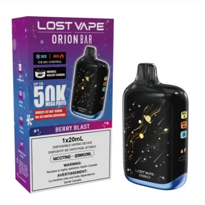 LOST VAPE ORIONBAR 50K DISPOSABLE - FLAVOR#BERRY BLAST>BLUE PINA KIWI>BLUE RAZZ>CHERRY BERRY JELLY>JUICY PEACH>KIWI ORANGE>MANGO POP>NEKTAR>PEACH MANGO PUNCH>POLAR MINT>RASPBERRY REFRESHER>S