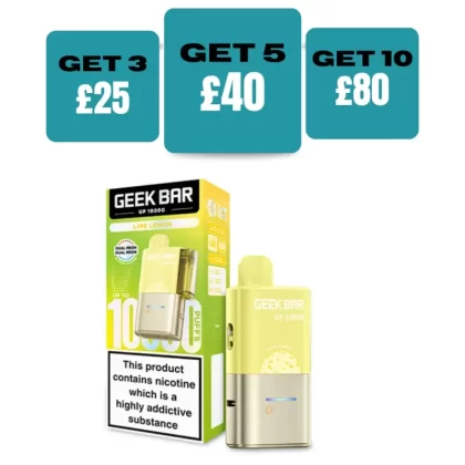 Geek Bar UP10,000 Prefilled Pod Kit - £8.99 or 3 for £25 - Lime Lemon