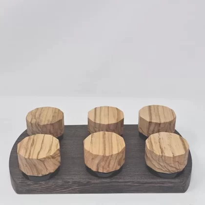 9ml Black Glass Container with Octagon Olivewood Top by PhattPiggie