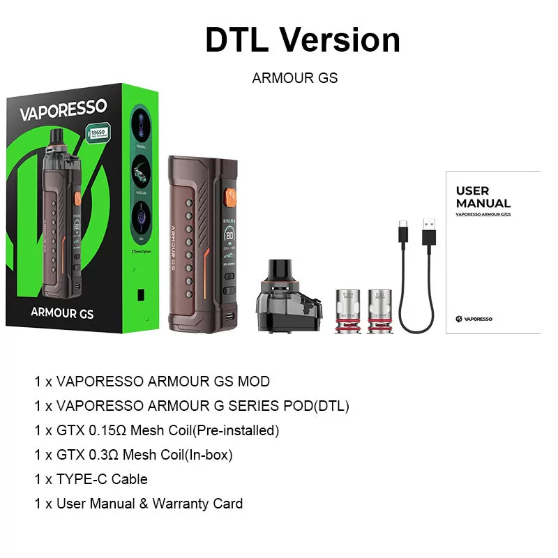 Vaporesso Armour GS 80W Pod Mod Kit 5ml - Black - Image 3