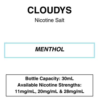Menthol – Cloudys Premium E- Liquid – Nic Salt – 30mL
