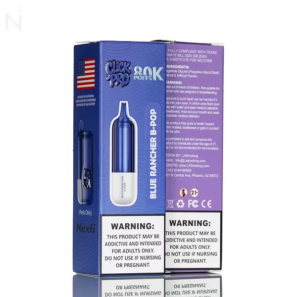L&A Click Pro 80K 80,000 Puffs Replacement Pods - 22mL - Blue Razz Ice - Image 3