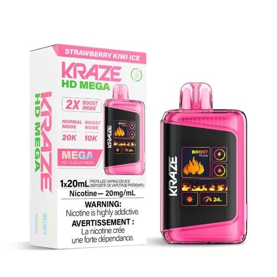 Kraze HD Mega Disposable Vape – 20K Puffs – Strawberry Kiwi Ice
