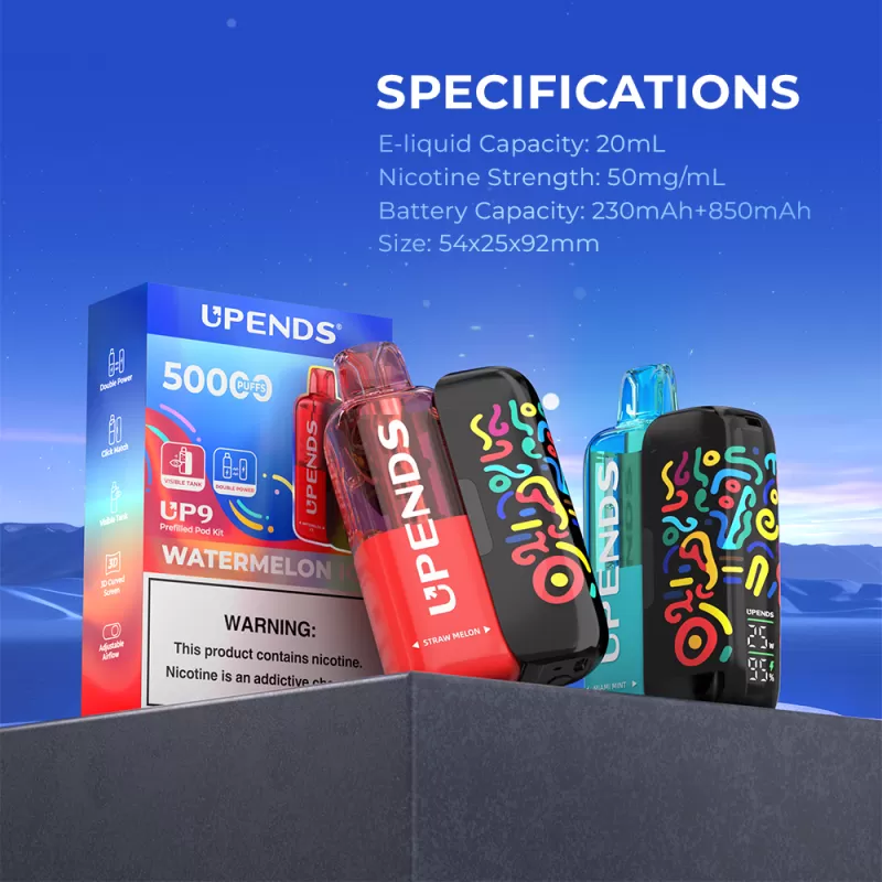 Upends UP9 50K Puffs Disposable KIT - 50,000 Puffs - Straw Kiwi - Image 3