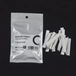 20pc Premium Rebuild Cotton 7.5x40mm Stip for Mesh Wire Resistance Caliburn G / Xros / Xlim / Wemax RBK Rebuild Kit