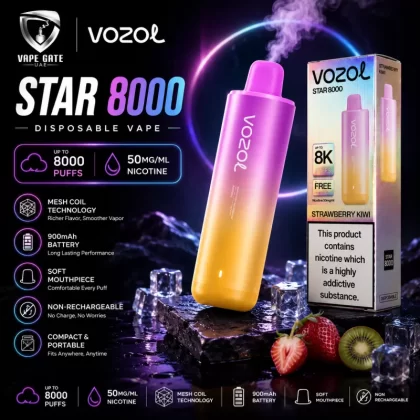 Vozol Star 8000 50mg Disposable Vape – Non-Rechargeable - Strawberry Watermelon / 50mg