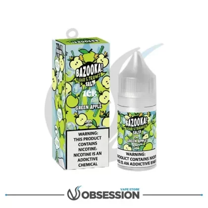 Bazooka Salt Ice Green Apple Sour Straws E-Liquid 30ml