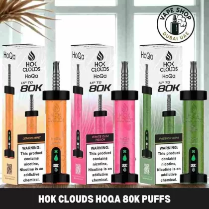 Hok clouds HoQa 80k puffs 5% nicotine shisha based Vape Buy in Dubai - Vape Product, BOX OF 10 PCS; Blue Razz Lemon, Double Apple