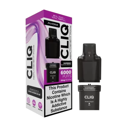 Raspberry Blackcurrant Avomi Cliq 6000 Refill Pack - 20mg - Vape Product