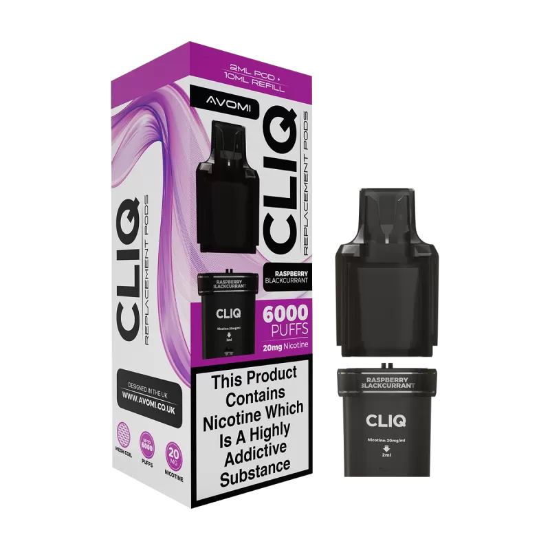 Raspberry Blackcurrant Avomi Cliq 6000 Refill Pack - 20mg - Vape Product