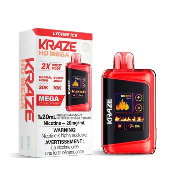 Kraze HD Mega Disposable Vape – 20K Puffs – Lychee Ice