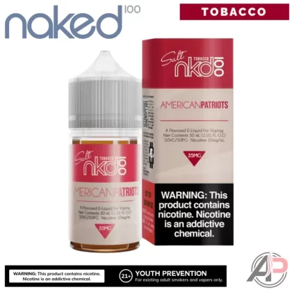 Naked 100 American Patriots Salt Nicotine E-Liquid 30mL - Salt Nicotine 35mg - 30mL, Salt Nicotine 50mg - 30mL