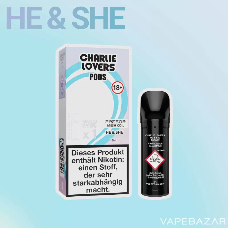 Charlie Lovers Pods – He & She (1er Pack) - 10mg/ml, 20mg/ml; Vape Product - Image 2