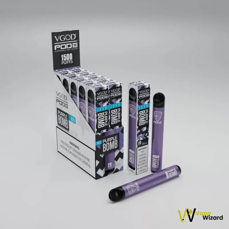 VGOD Pod 1K 1500 Puffs 20mg Nicotine Disposable Vape - Apple Bomb, Berry Bomb; Box of 10 Pcs (8A2A22) - Image 3