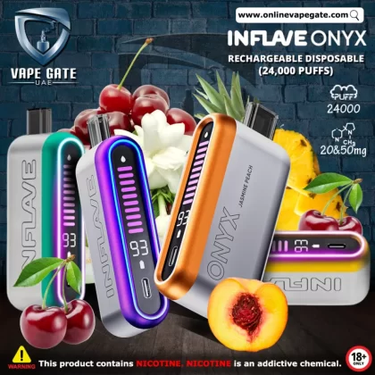 Inflave Onyx Rechargeable Disposable Vape (24,000 Puffs) - Strawberry Bubblegum / 50 mg