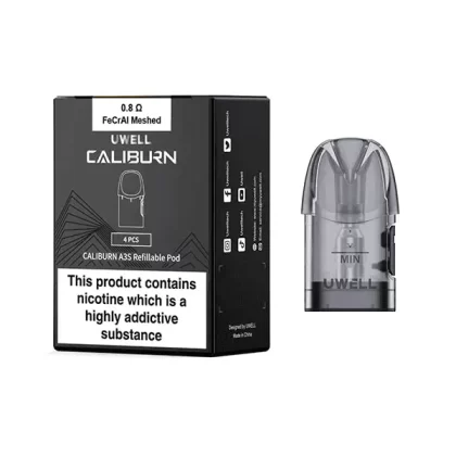 Uwell Caliburn A3S Pods - 4 Pack; 0.8 Ohm, 1.0 Ohm (045F78)