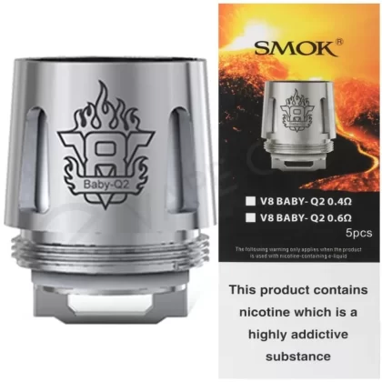 SMOK V8 Baby Q2 Coils / Smok Stick V8 Coils 0.4 ohm 5-Pack - SMOK / 0.4 Ohm / 5 Coils