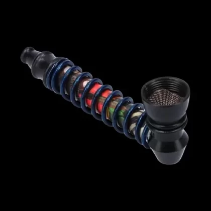 Metal Hand Pipe with Image and Spiral on Stem