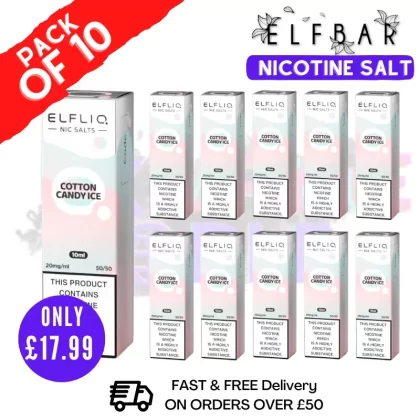 Cotton Candy ICE ElfLiq Nic Salt BOX OF 10 – ONLY £17.99