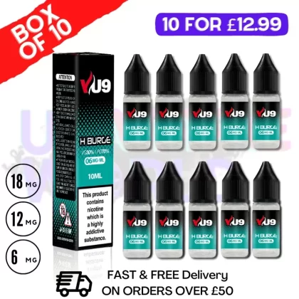 H Burge VU9 E-Liquid Juice 10ml Nic Eliquid – 10 x 10ML BUNDLE