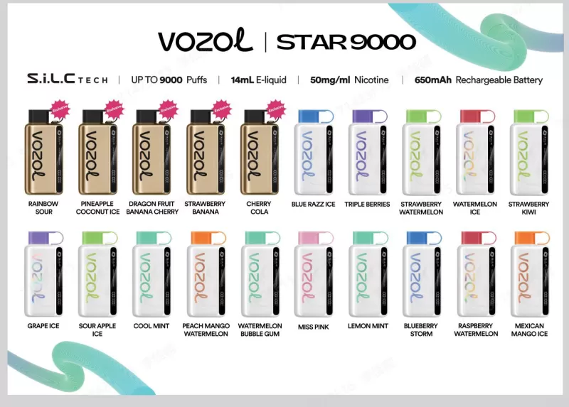 Vozol STAR 9000 Limited "GOLD" Edition Disposable Vape - 9000 Puffs - Dragon Fruit Banana Cherry (Limited "GOLD" Edition) - Image 3