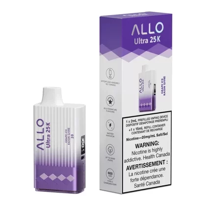 Allo Ultra 25K Disposable Vape Device – Grape Ice 17ml