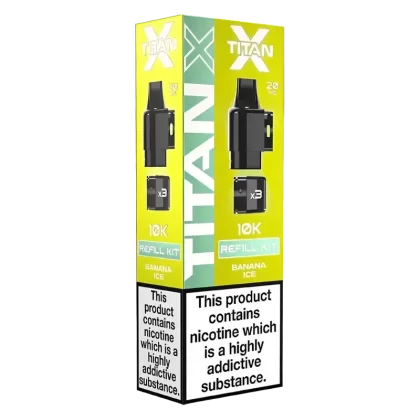 Titan X Prefilled Pods - Flavour#Banana Ice>Blue Raspberry>Blueberry Sour Razz>Cherry Fizz>Cola Freeze>Cool Mint>Fruit Punch>Lemon Lime>Pink Burst>Rainbow Burst>Sour Apple>Strawberry Kiwi Wa