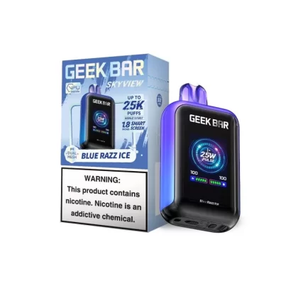 Geek Bar Skyview 25000 Disposable Vape - Up to 25,000 puffs; The integrated rechargeable battery ensures long-lasting performance, making it convenient for extended use.