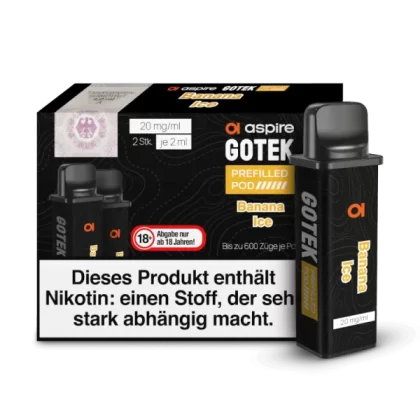 Aspire Gotek x Prefilled Pod – Banana Ice (2er Pack) - Aspire GoTek X / Banane / Ice / Propylenglykol / Aromastoffe / Glycerin / Nikotinsalz / Cooling Agent