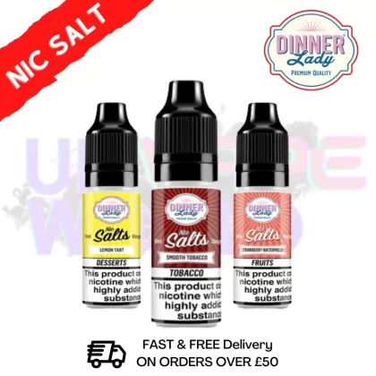 Dinner Lady Nic Salt - Flavours#Lemon Tart>Cherry Blast>Lady Vanilla>Smooth Tobacco>Key Lime>Strawberry Watermelon>Red Thunder>Lady Grape>Pink Lemonade~Nicotine Strength#20mg>10mg
