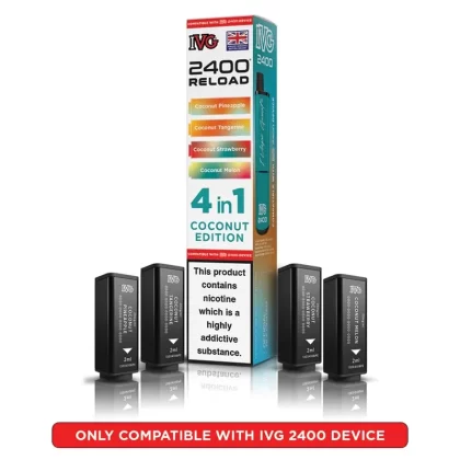 IVG 2400 Reload 4 in 1 Prefilled Pods Coconut Edition - Strength#20mg (0CD8ED) (0CD8ED)