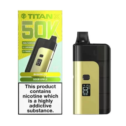Titan X 50k Prefilled Vape Kit Banana Ice / Sour Apple - Nicotine Strength#20mg (8C6C49)