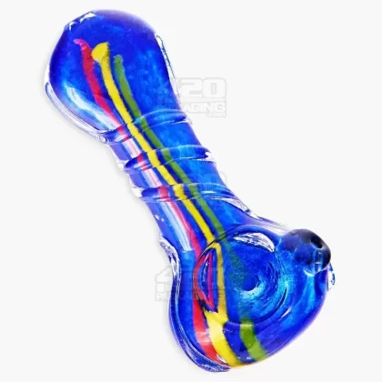 Frit & Striped Ringed Spoon Hand Pipe | 3.5in Long – Glass – Assorted