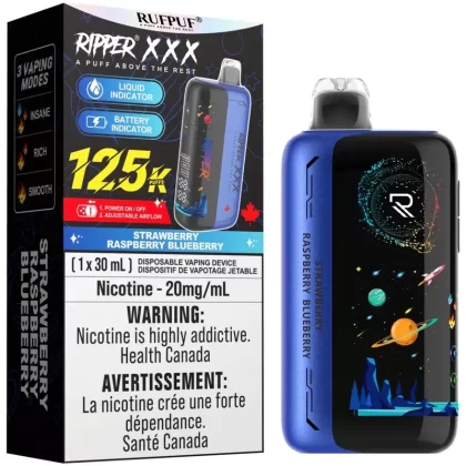 RUFPUF RIPPER XXX 125K Disposable Vape – Strawberry Raspberry Blueberry