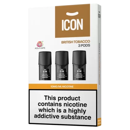 ICON Aquavape British Tobacco Pods (Pack of 3) - 20mg - Vape Product (B47468)