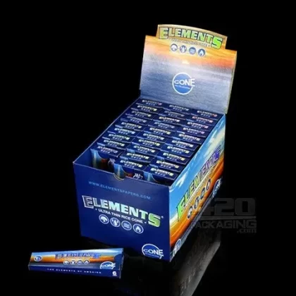 ELEMENTS | ‘Retail Display’ Ultra Thin Pre-Rolled Rice Cones | 84mm – Rice Paper – 180 Count