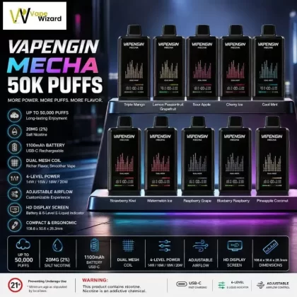 Vapengin Meacha 50000 Puffs Disposable Vape in the UAE - Biscoff Cheesecake, Blackcurrant Ice (72AD93)