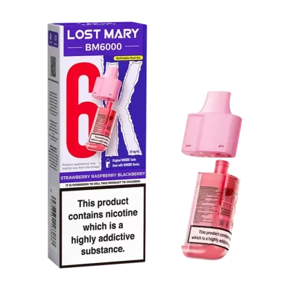 LOST MARY BM6000 STRAWBERRY RASPBERRY BLACKBERRY PREFILLED REFILL PODS