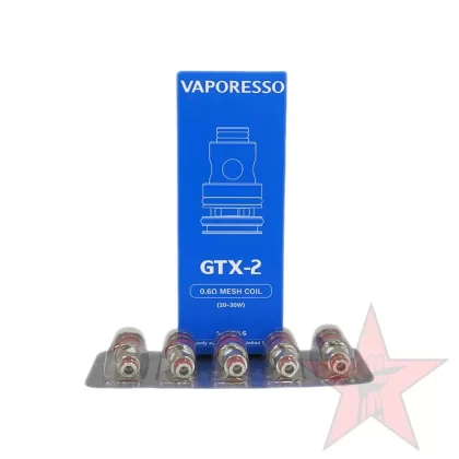Vaporesso GTX-2 Replacement Coils – 5 Pack - 0.6ohm (20-30W), 0.8ohm (12-20W)