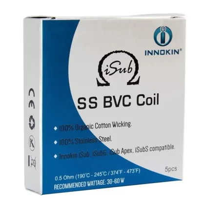 Innokin iSub SS BVC 0.5 Ohm Coils (Pack of 5) – Versatile Vaping with Pure Flavours