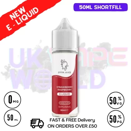 Strawberry Raspberry EFFIN Juice 50ML Shortfill Eliquid – ONLY £4.00