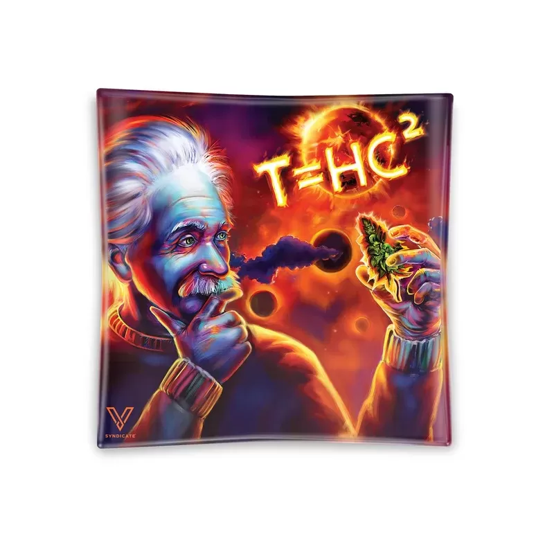 V Syndicate T=HC2 Einstein Solar Diesel Square Glass Ashtray – 4.5in - Vape Store