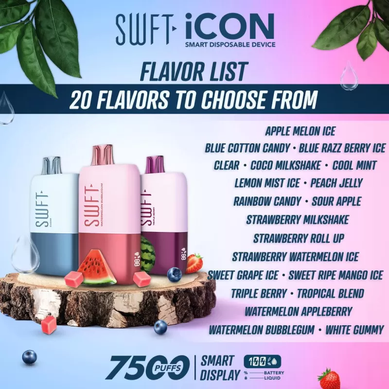 SWFT iCON 7500 - Apple Melon Ice - Vapeciga - Image 3