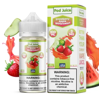 Strawberry Apple Watermelon 100ml – Pod Juice E-Liquid - Vape Product, Vape Product