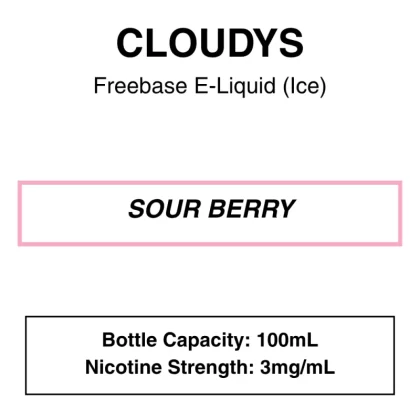 Sour Berry – Cloudys Premium E- Liquid Freebase – 100mL - Vape Product; Vape Product