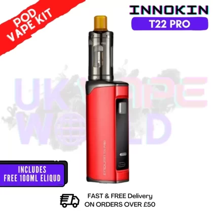Red Innokin Endura T22 Pro Kit + FREE 100ML E Liquid