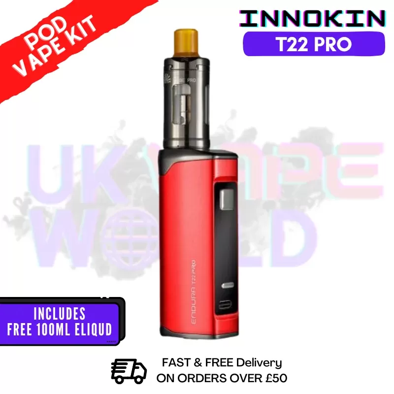 Red Innokin Endura T22 Pro Kit + FREE 100ML E Liquid