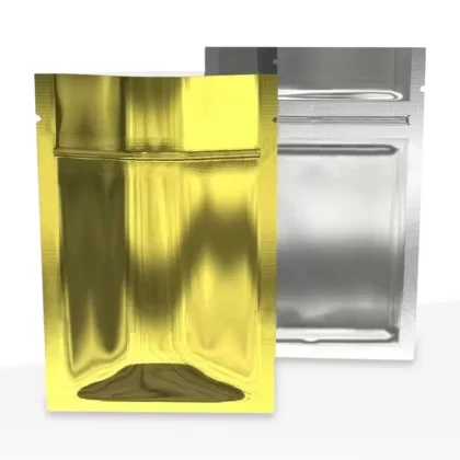 Tamper Evident | Gold Vista Mylar Bags – Tear Notch | 3″ x 4″ – 1g – 1000 Count