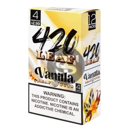 420 Leaf Wraps $2.99 Pre-Priced, 12 packs of 4 Vanilla - Vape Store
